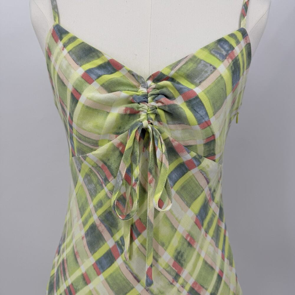 Forever 21 Plaid Ruched Cami Mini Dress S A-Line Coquette Y2K Dopamine Mall-core - Picture 3 of 6